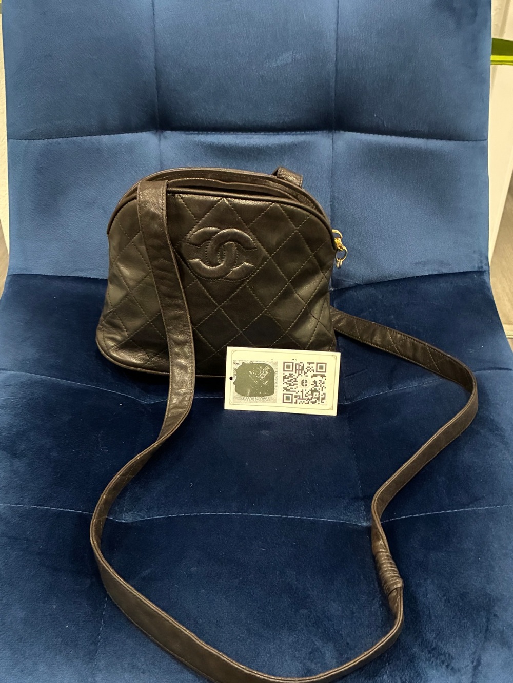 Vintage Chanel Black Quilted Lambskin CC Logo Crossbody Shoulder Bag